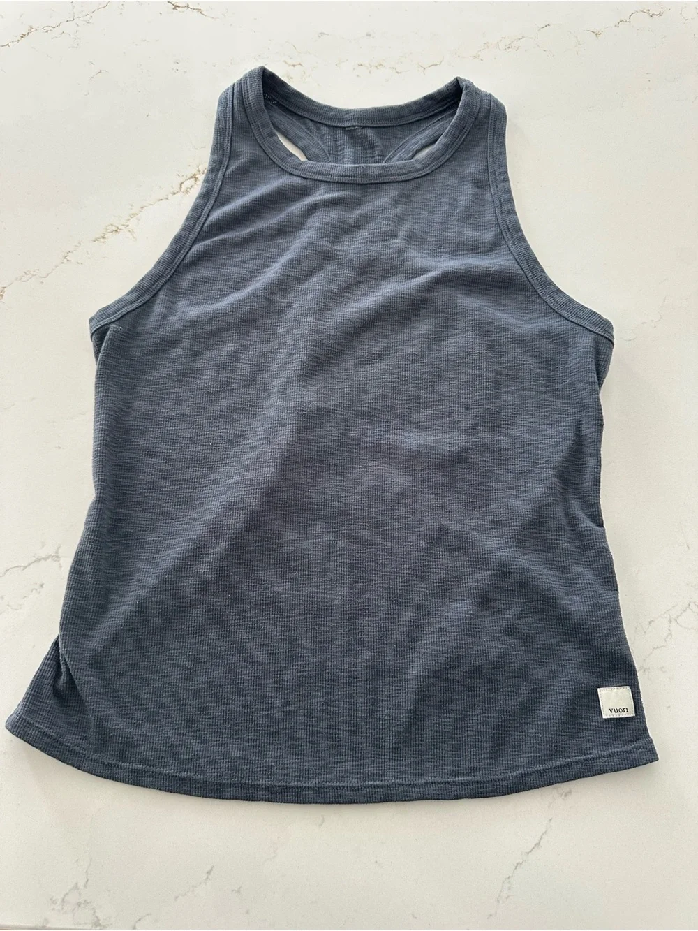 Viouri Blue Ribbed Tank Top.  Thick burnout racerback.  Size s